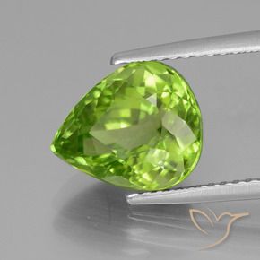 Peridoto verde natural de 4,07 ct, en forma de pera, VS