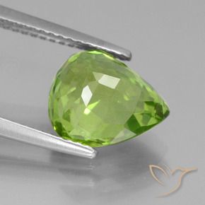 Peridoto verde natural de 4,07 ct, en forma de pera, VS