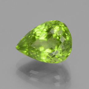 Peridoto verde natural de 4,48 ct, en forma de pera, VS
