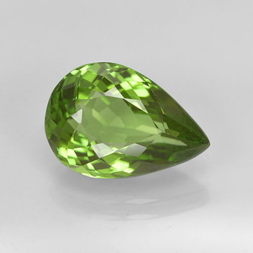 Peridoto verde natural de 3,40 ct, en forma de pera, VS
