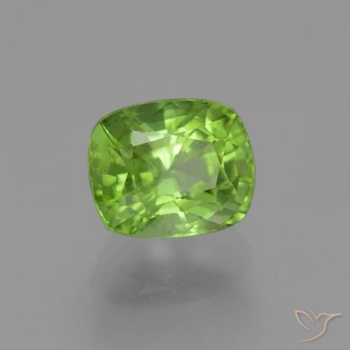 Peridoto Verde vivo natural de 2.50 ct, Forma Cojín, VS