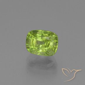 Peridoto Verde medio natural de 2.55 ct, Forma Cojín, VS