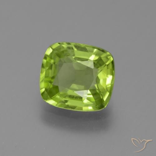 Peridoto Verde vivo natural de 2.22 ct, Forma Cojín, VS