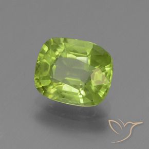 Peridoto Verde vivo claro natural de 1.80 ct, Forma Cojín, VS-SI