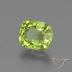 Peridoto Verde vivo claro natural de 2.02 ct, Forma Cojín, VS-SI