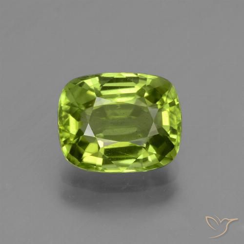 2.50ct Natural Verde vivo Peridoto, Forma Cojín, VS