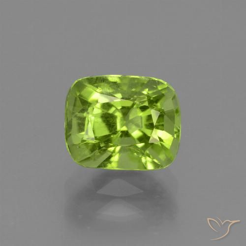 2.13ct Natural Verde medio Peridoto, Forma Cojín, VS-SI