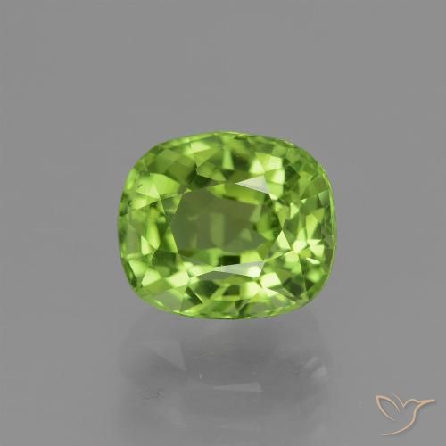 2.30ct Natural Verde vivo Peridoto, Forma Cojín, VVS-VS
