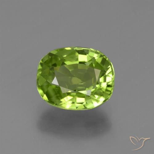 Peridoto verde natural de 2,40 ct, corte óvalo, VS