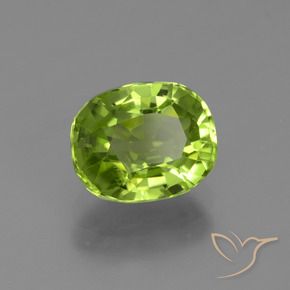 Peridoto verde natural de 2,40 ct, corte óvalo, VS