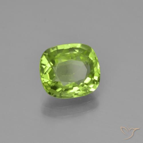 Peridoto Verde medio natural de 2.10 ct, Forma Cojín, VS