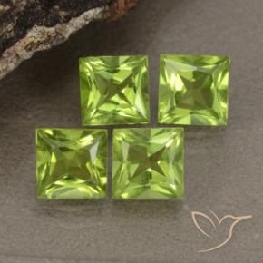 Gemas de Peridoto Verde medio natural de 2.75 ct, Cuadrado, VS