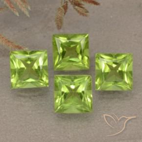 Gemas de Peridoto Verde medio natural de 2.93 ct, Cuadrado, VS