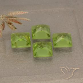 Gemas de Peridoto Verde medio natural de 2.93 ct, Cuadrado, VS