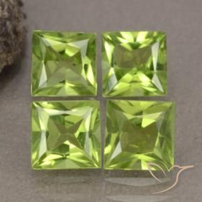 Gemas de Peridoto Verde amarillento intenso natural de 2.81 ct, Cuadrado, VS