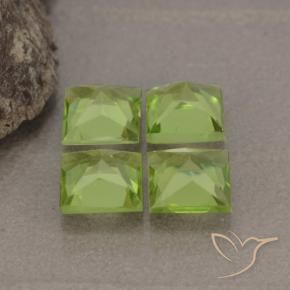 Gemas de Peridoto Verde amarillento intenso natural de 2.81 ct, Cuadrado, VS