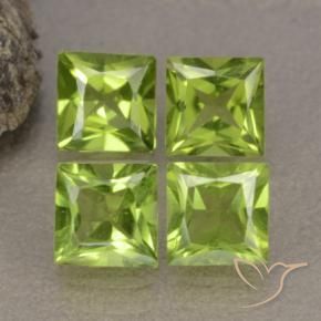 Gemas de Peridoto Verde vivo natural de 2.89 ct, Cuadrado, VS