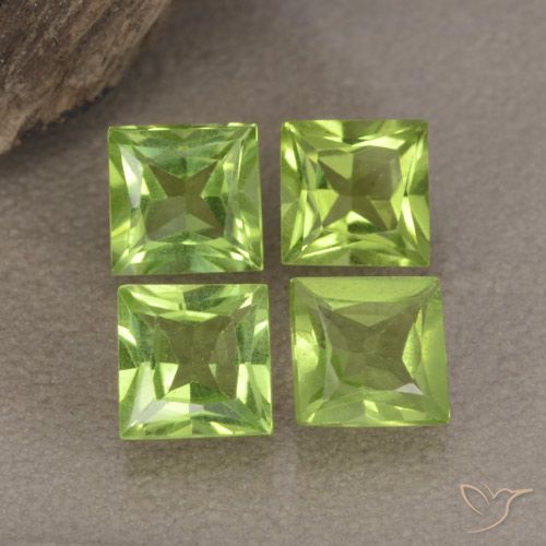 Gemas de Peridoto Verde vivo natural de 2.67 ct, Cuadrado, VS