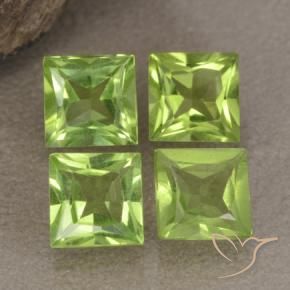 Gemas de Peridoto Verde vivo natural de 2.67 ct, Cuadrado, VS