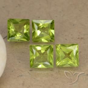 Gemas de Peridoto Verde vivo natural de 3.05 ct, Cuadrado, VS