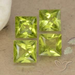 Gemas de Peridoto Verde amarillento intenso natural de 3.05 ct, Cuadrado, VS