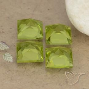 Gemas de Peridoto Verde amarillento intenso natural de 3.05 ct, Cuadrado, VS