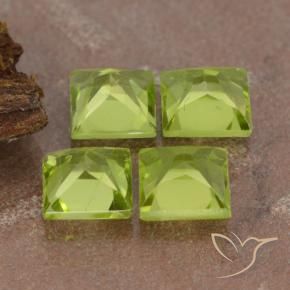 Gemas de Peridoto Verde amarillento natural de 3.00 ct, Cuadrado, VVS-VS