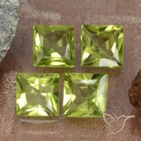 Gemas de Peridoto Verde medio natural de 2.85 ct, Cuadrado, VS