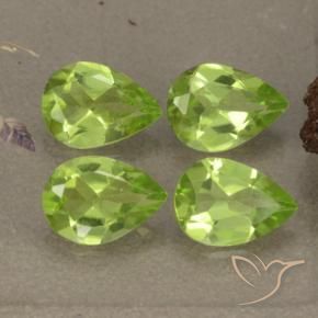 Gemas de Peridoto Verde vivo natural de 2.70 ct, En forma de pera, VVS-VS