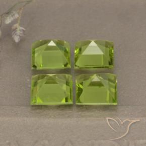 Gemas de Peridoto Verde medio natural de 4.33 ct, Cuadrado, VVS-VS