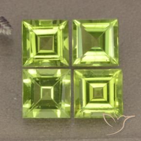 Gemas de Peridoto Verde amarillento natural de 4.34 ct, Cuadrado, VVS-VS
