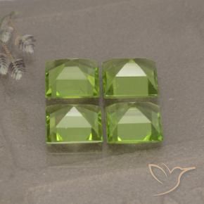 Gemas de Peridoto Verde amarillento natural de 4.23 ct, Cuadrado, VVS-VS