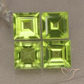 Gemas de Peridoto Verde amarillento natural de 4.41 ct, Cuadrado, VVS-VS