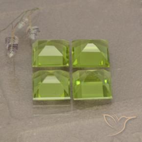 Gemas de Peridoto Verde amarillento natural de 4.41 ct, Cuadrado, VVS-VS