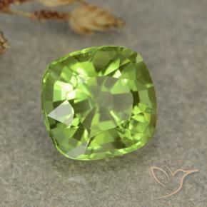 Peridoto Verde medio natural de 2.40 ct, Forma Cojín, VVS-VS