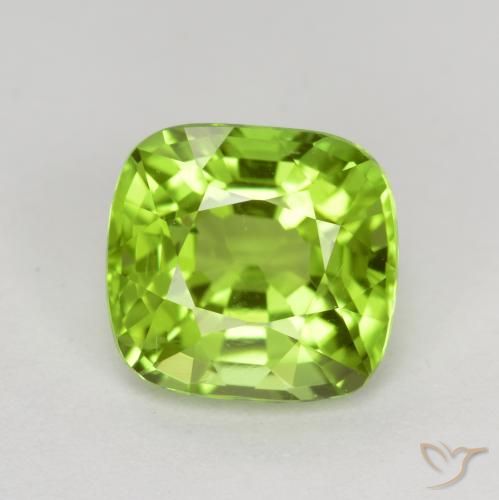 2.35ct Natural Verde medio Peridoto, Forma Cojín, VS
