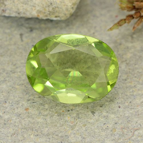 Peridoto verde natural de 1,20 ct, corte óvalo, VS