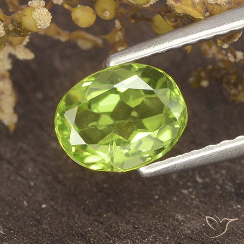 1.18ct Natural Verde amarillento intenso Peridoto, Ovalada, VS