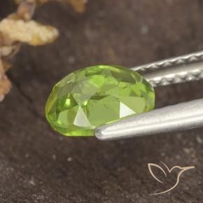 Peridoto Verde amarillento intenso natural de 1.18 ct, Ovalada, VS