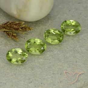 Gemas de Peridoto Verde medio natural de 4.98 ct, Ovalada, VS