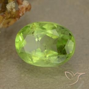 Peridoto Verde amarillento natural de 1.31 ct, Ovalada, VS