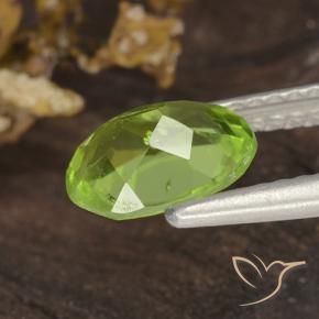 Peridoto Verde vivo natural de 1.38 ct, Ovalada, VS