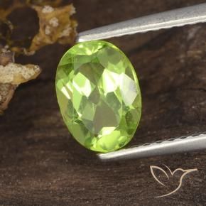 Peridoto Verde medio natural de 1.31 ct, Ovalada, VS