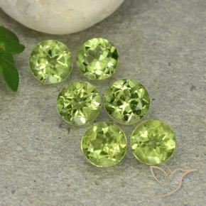 Gemas de Peridoto Verde amarillento natural de 2.87 ct, Redondo, VVS-VS