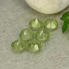 Gemas de Peridoto Verde amarillento natural de 2.87 ct, Redondo, VVS-VS
