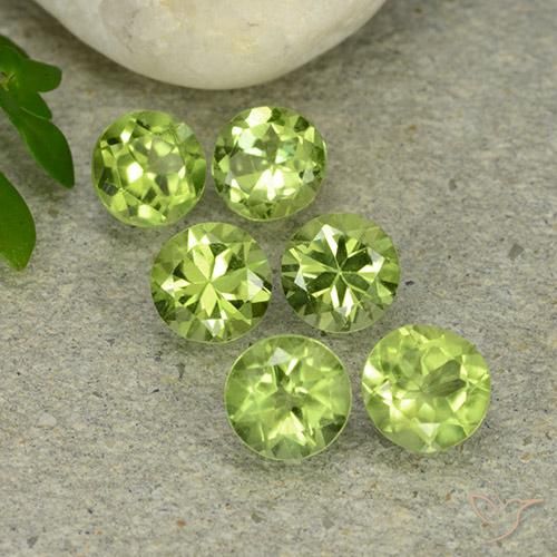 Gemas de Peridoto Verde amarillento natural de 2.82 ct, Redondo, VVS-VS