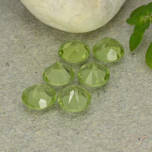 Gemas de Peridoto Verde amarillento natural de 2.82 ct, Redondo, VVS-VS