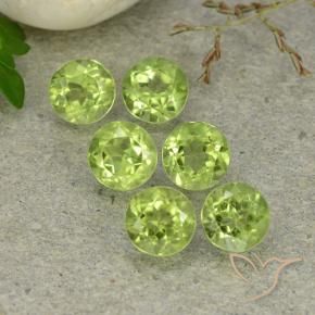 Gemas de Peridoto Verde claro medio natural de 3.09 ct, Redondo, VVS-VS