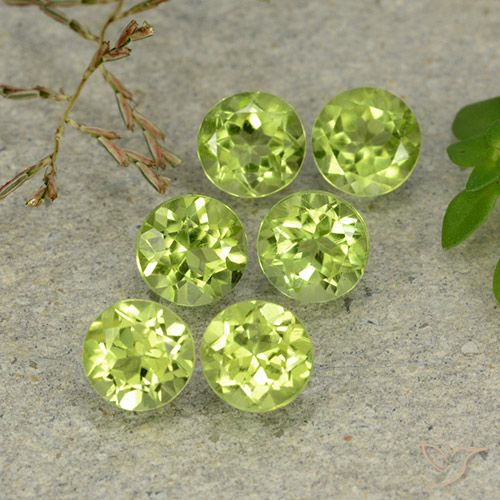 Gemas de peridoto verde natural de 3,11 ct, corte redondo, VVS-VS