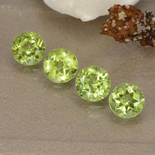 Gemas de peridoto verde natural de 1,99 ct, corte redondo, VVS-VS